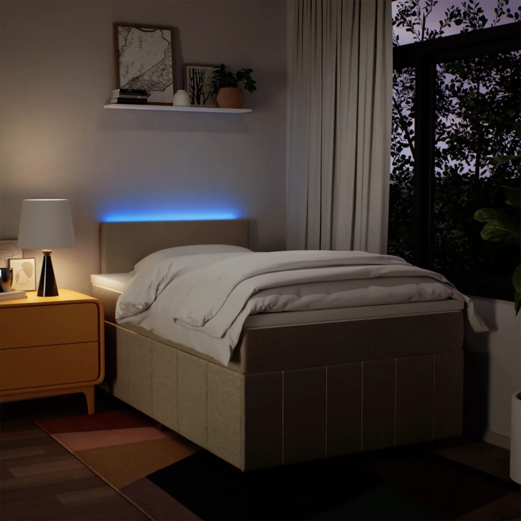 Boxspring met matras stof crèmekleurig 120x200 cm