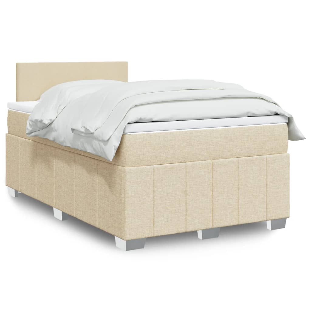 Boxspring met matras stof crèmekleurig 120x200 cm