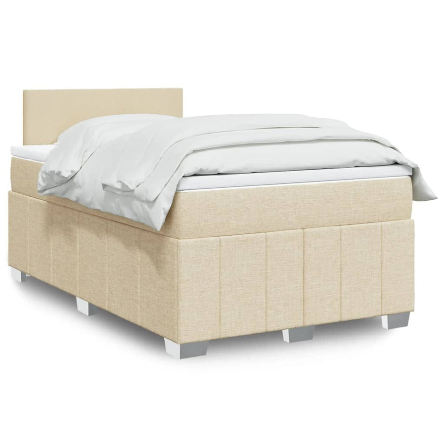 Boxspring met matras stof crèmekleurig 120x200 cm