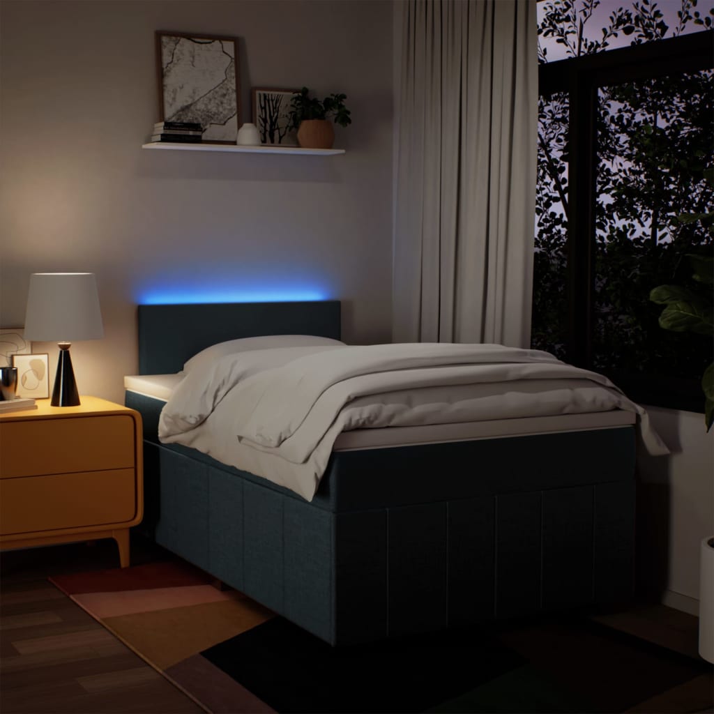Boxspring met matras stof blauw 120x200 cm