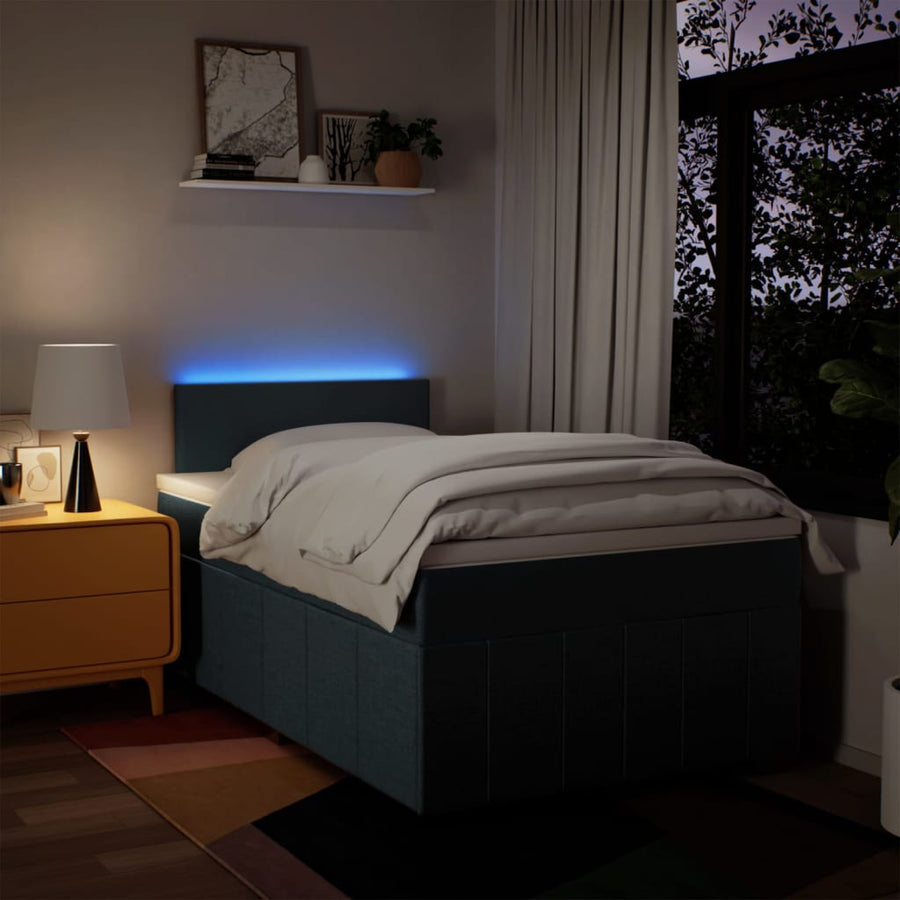 Boxspring met matras stof blauw 120x200 cm