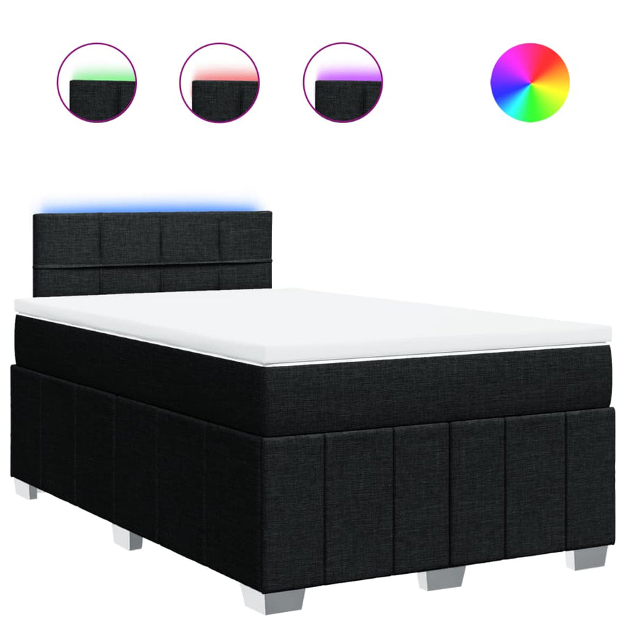 Boxspring met matras stof zwart 120x200 cm