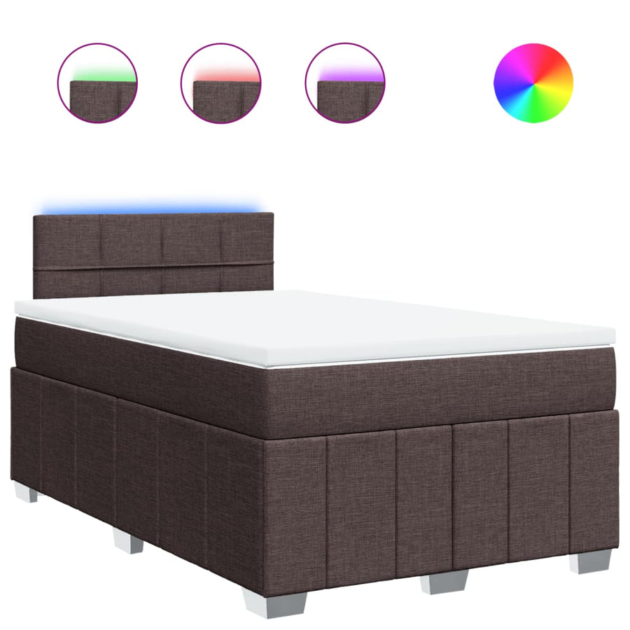 Boxspring met matras stof donkerbruin 120x200 cm