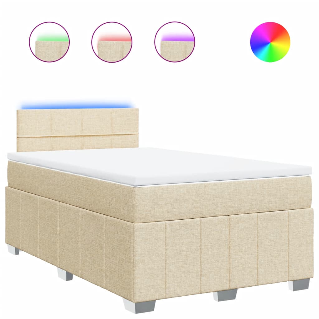 Boxspring met matras stof crèmekleurig 120x200 cm