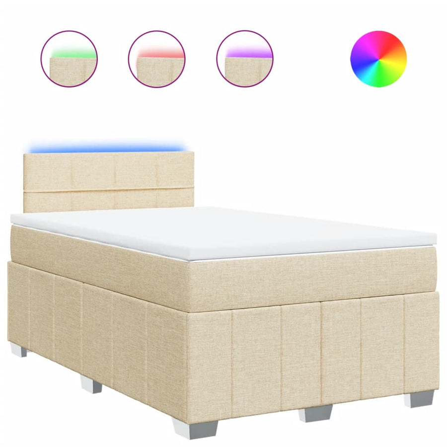Boxspring met matras stof crèmekleurig 120x200 cm