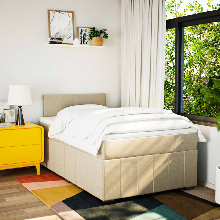 Boxspring met matras stof crèmekleurig 120x200 cm