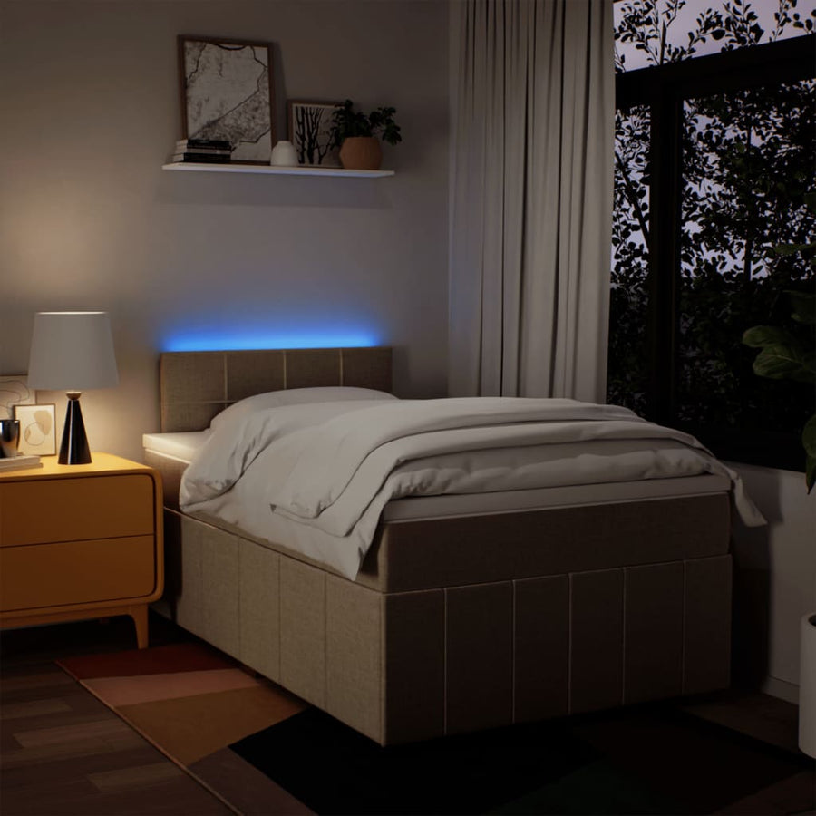 Boxspring met matras stof crèmekleurig 120x200 cm