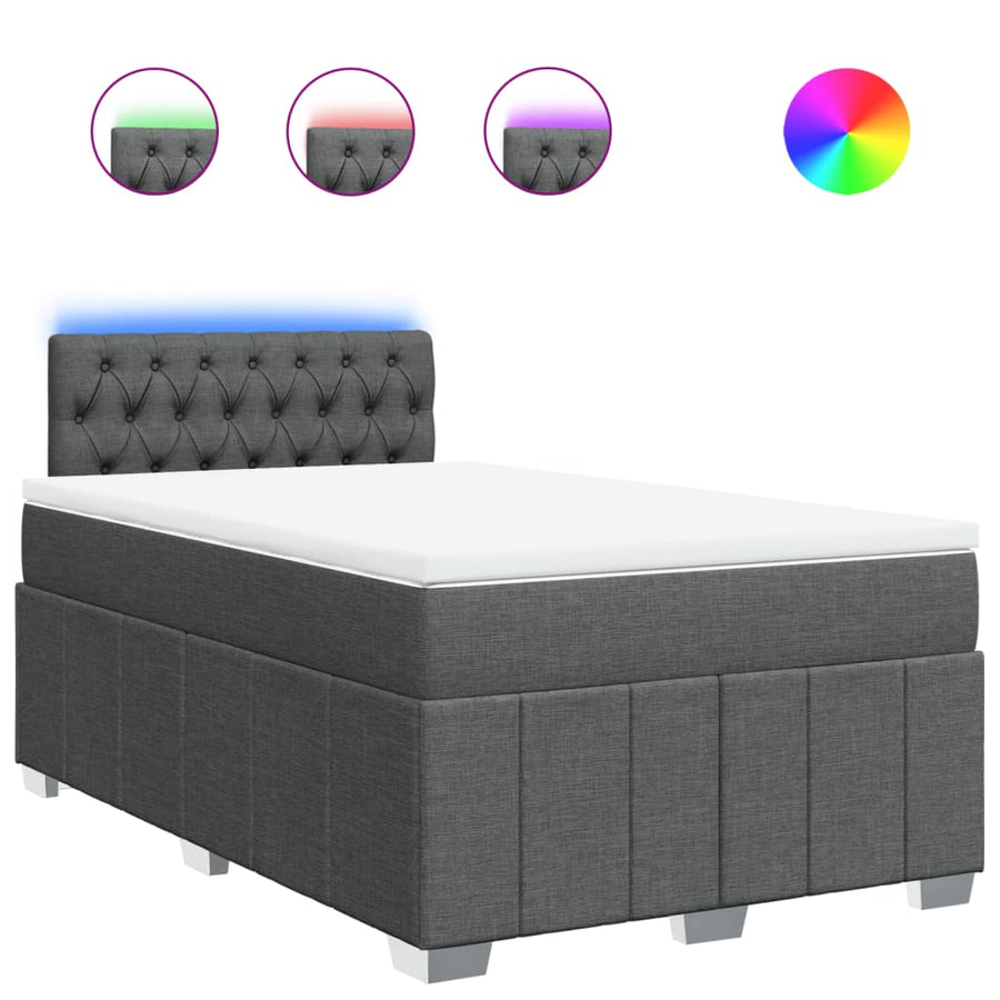 Boxspring met matras stof donkergrijs 120x200 cm