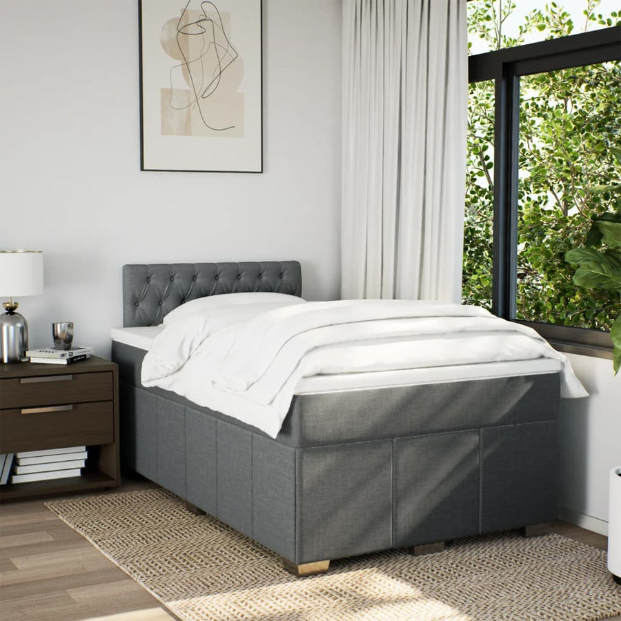 Boxspring met matras stof donkergrijs 120x200 cm
