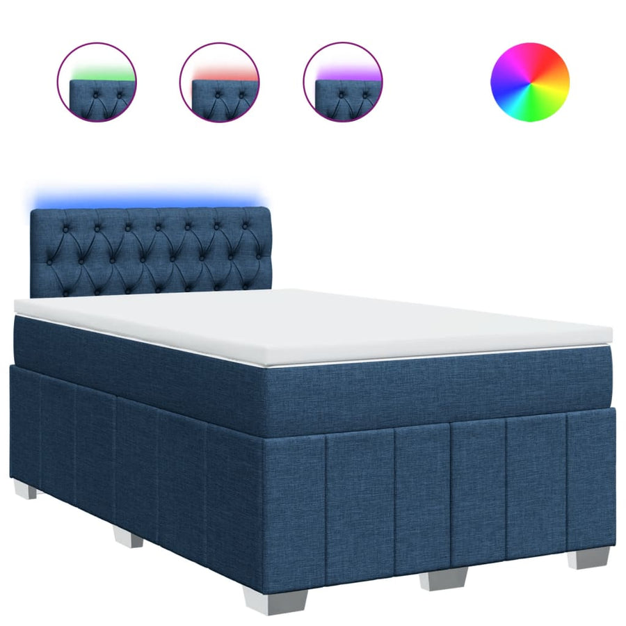 Boxspring met matras stof blauw 120x200 cm