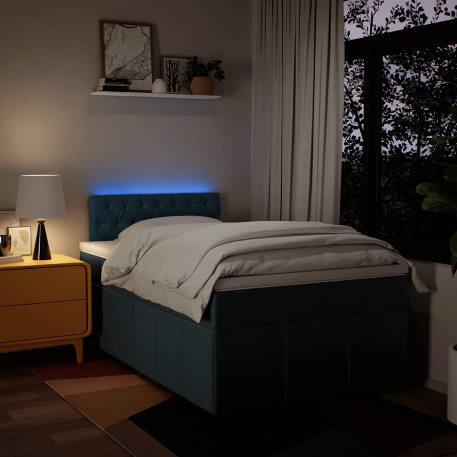 Boxspring met matras stof blauw 120x200 cm