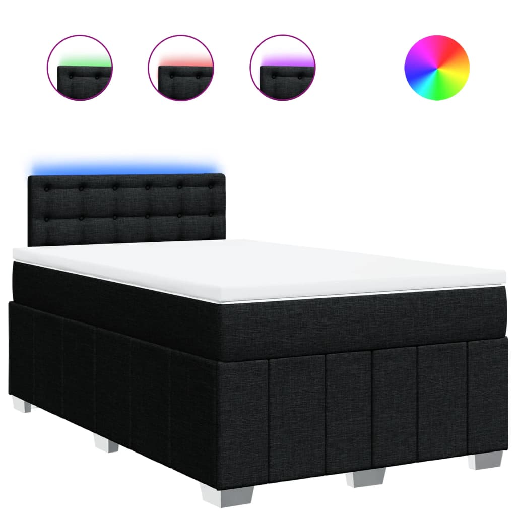 Boxspring met matras stof zwart 120x200 cm