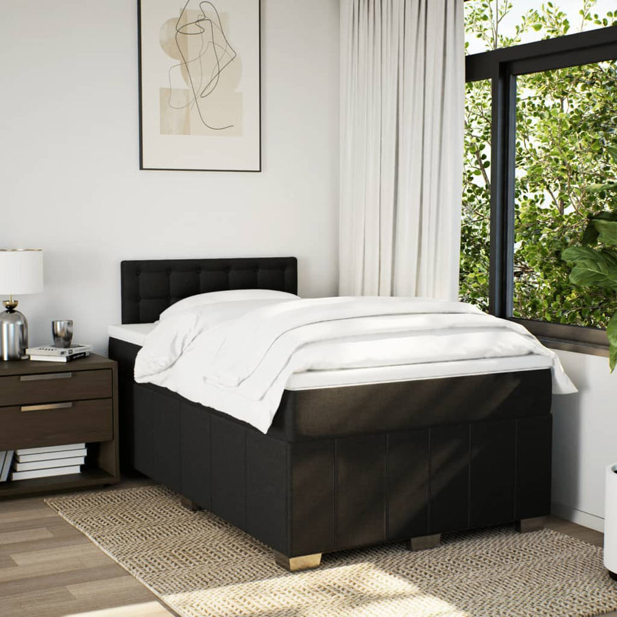 Boxspring met matras stof zwart 120x200 cm