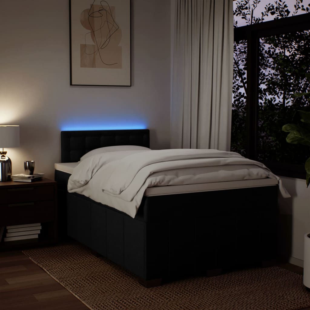 Boxspring met matras stof zwart 120x200 cm