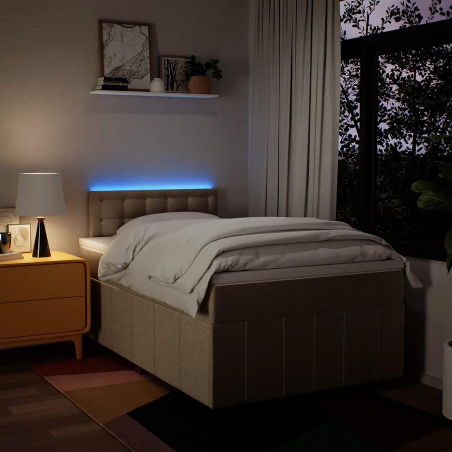 Boxspring met matras stof crèmekleurig 120x200 cm