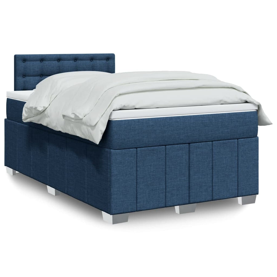 Boxspring met matras stof blauw 120x200 cm