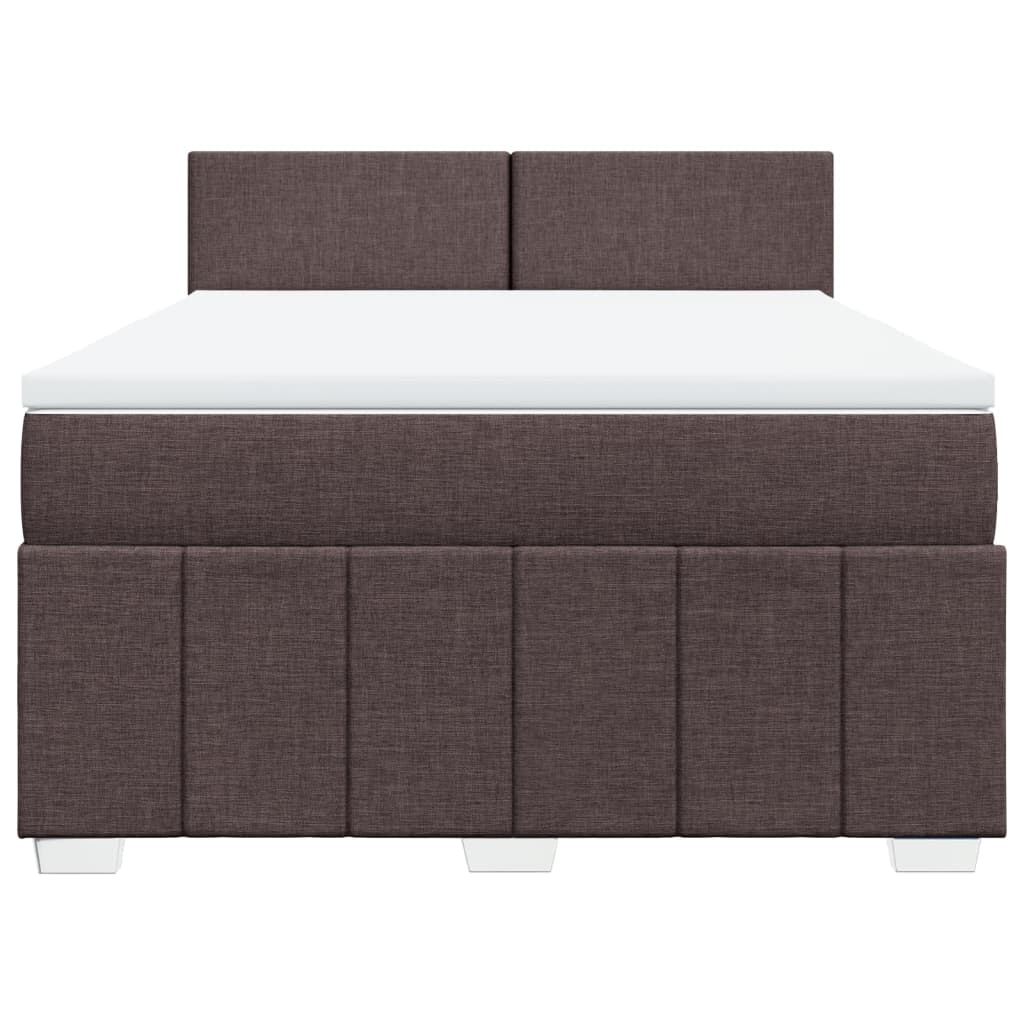 Boxspring met matras stof donkerbruin 140x190 cm