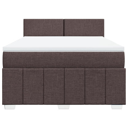 Boxspring met matras stof donkerbruin 140x190 cm