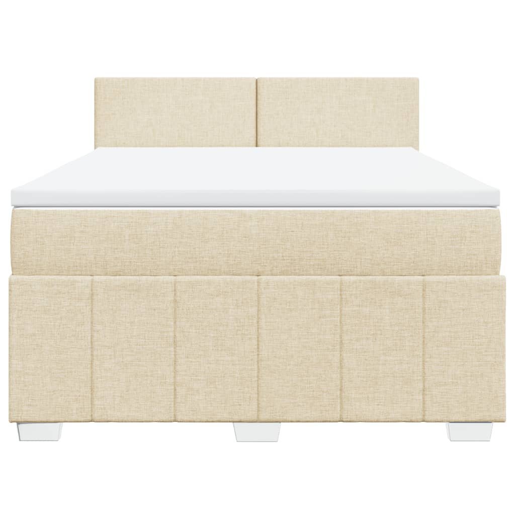 Boxspring met matras stof crèmekleurig 140x190 cm