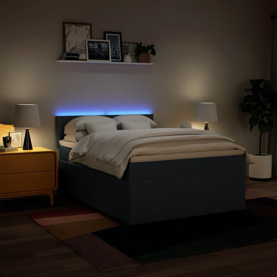 Boxspring met matras stof blauw 140x190 cm