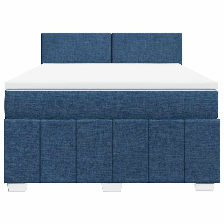 Boxspring met matras stof blauw 140x190 cm