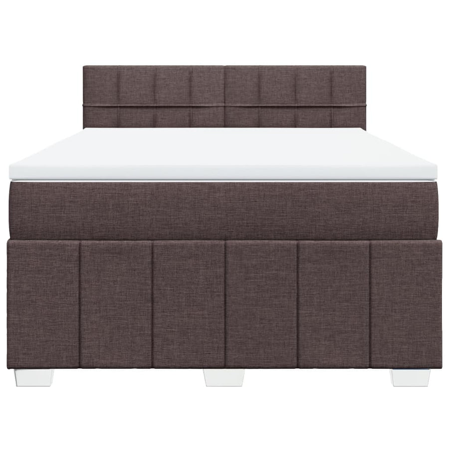 Boxspring met matras stof donkerbruin 140x190 cm