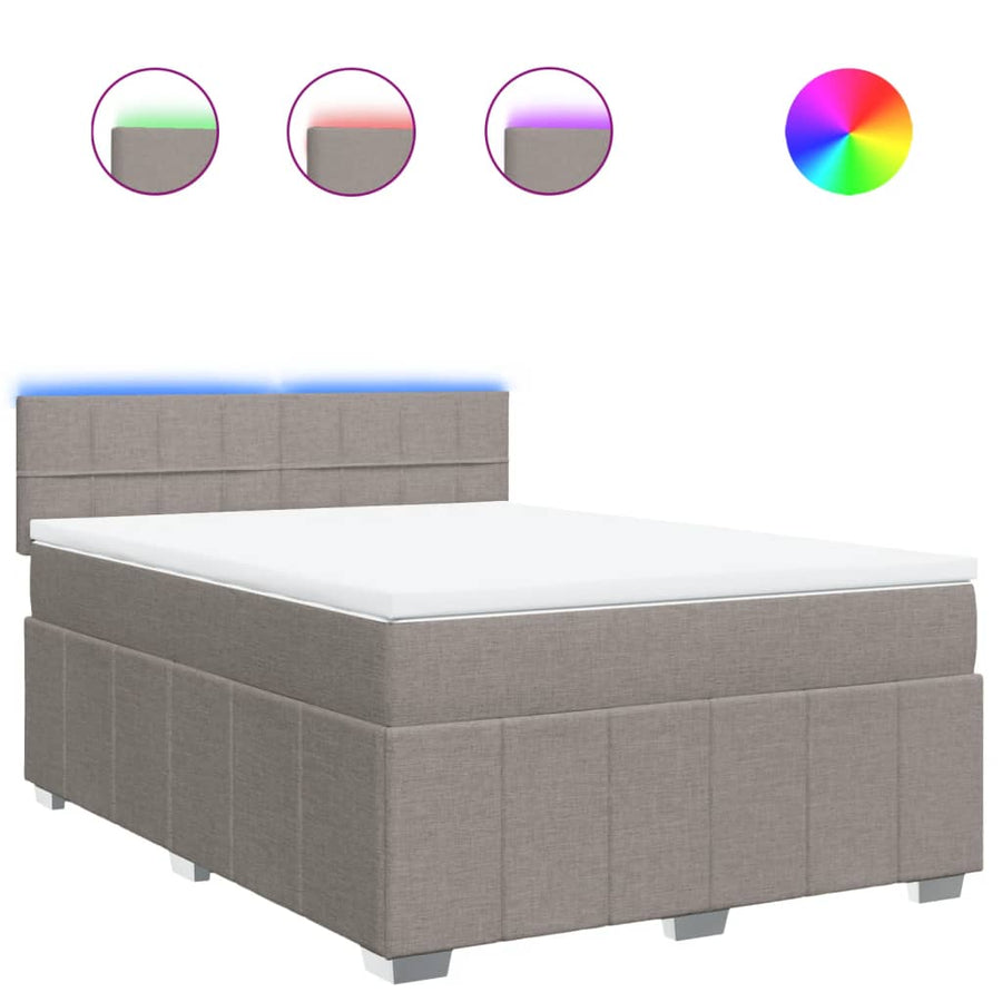 Boxspring met matras stof taupe 140x190 cm
