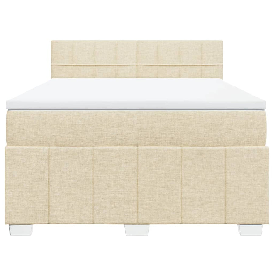 Boxspring met matras stof crèmekleurig 140x190 cm