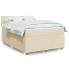 Box spring with cream-coloured fabric mattress 140x190 cm