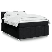 Boxspring met matras 140x190 cm zwart stof
