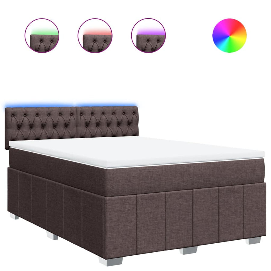 Boxspring met matras stof donkerbruin 140x190 cm