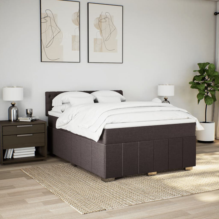 Boxspring met matras stof donkerbruin 140x190 cm