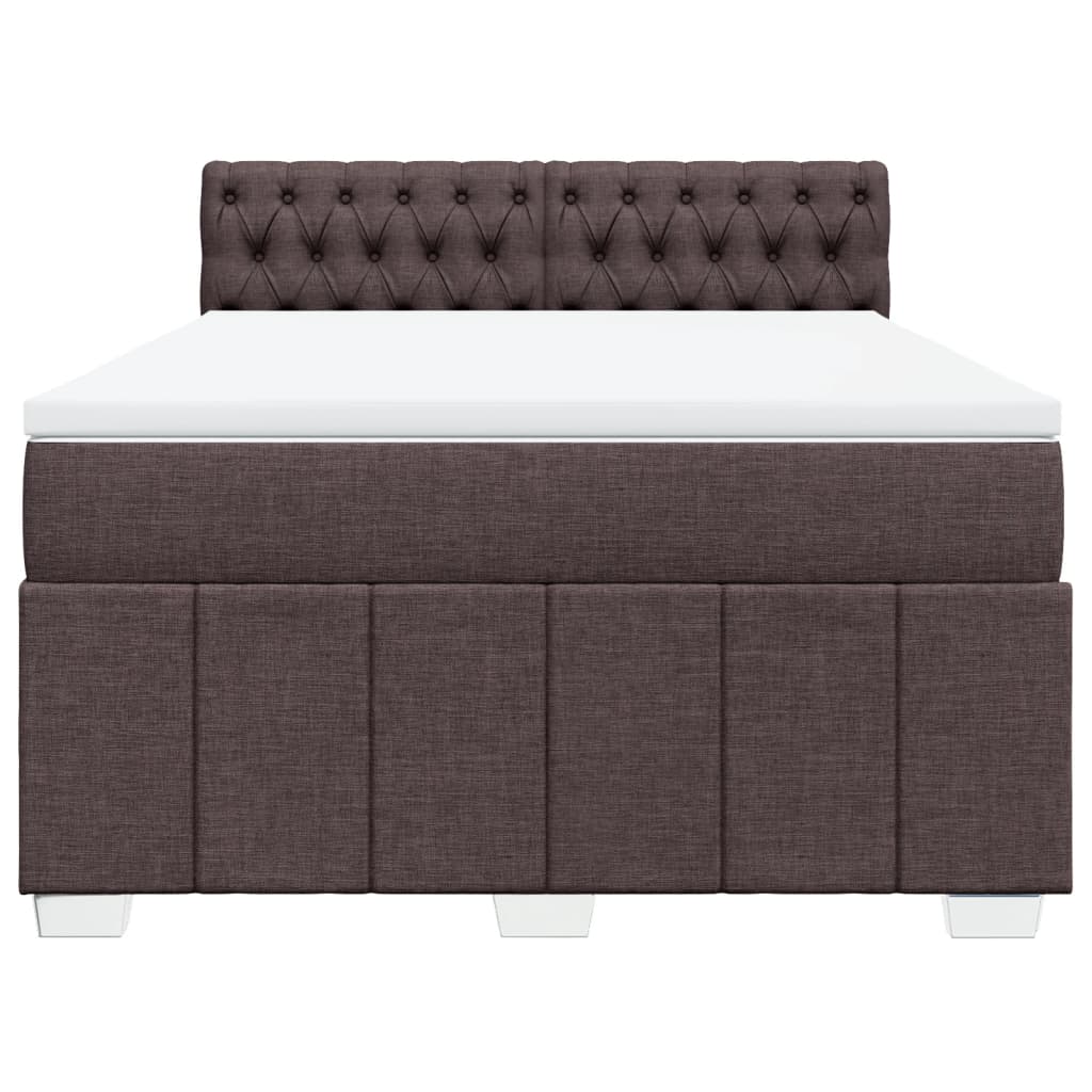 Boxspring met matras stof donkerbruin 140x190 cm