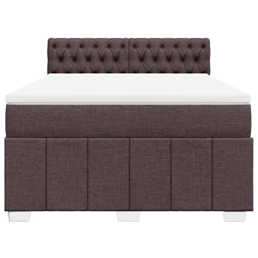 Boxspring met matras stof donkerbruin 140x190 cm
