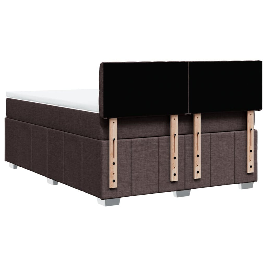 Boxspring met matras stof donkerbruin 140x190 cm