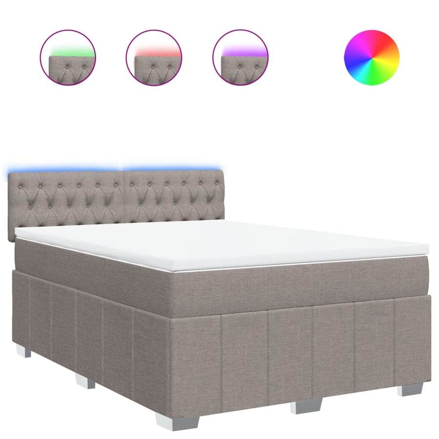 Boxspring met matras stof taupe 140x190 cm