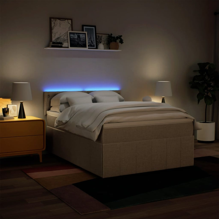Boxspring met matras stof crèmekleurig 140x190 cm