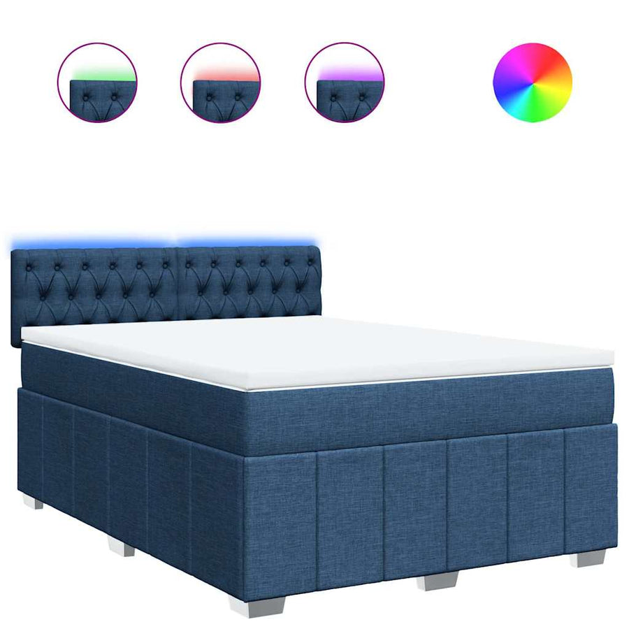 Boxspring met matras stof blauw 140x190 cm