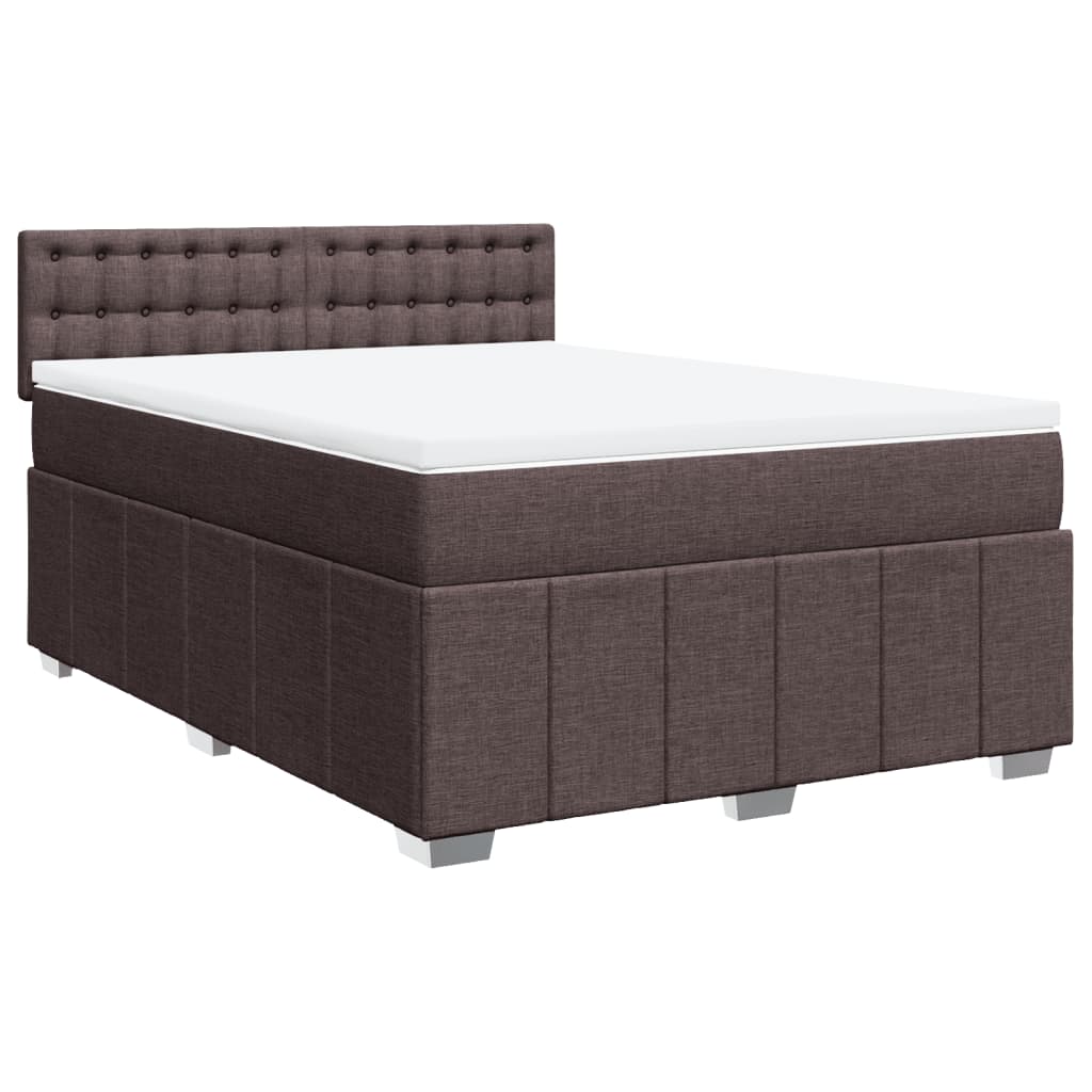 Boxspring met matras stof donkerbruin 140x190 cm