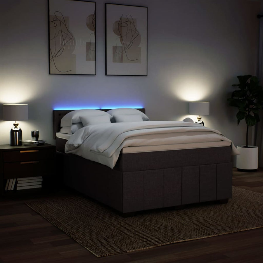 Boxspring met matras stof donkerbruin 140x190 cm