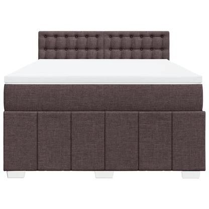Boxspring met matras stof donkerbruin 140x190 cm