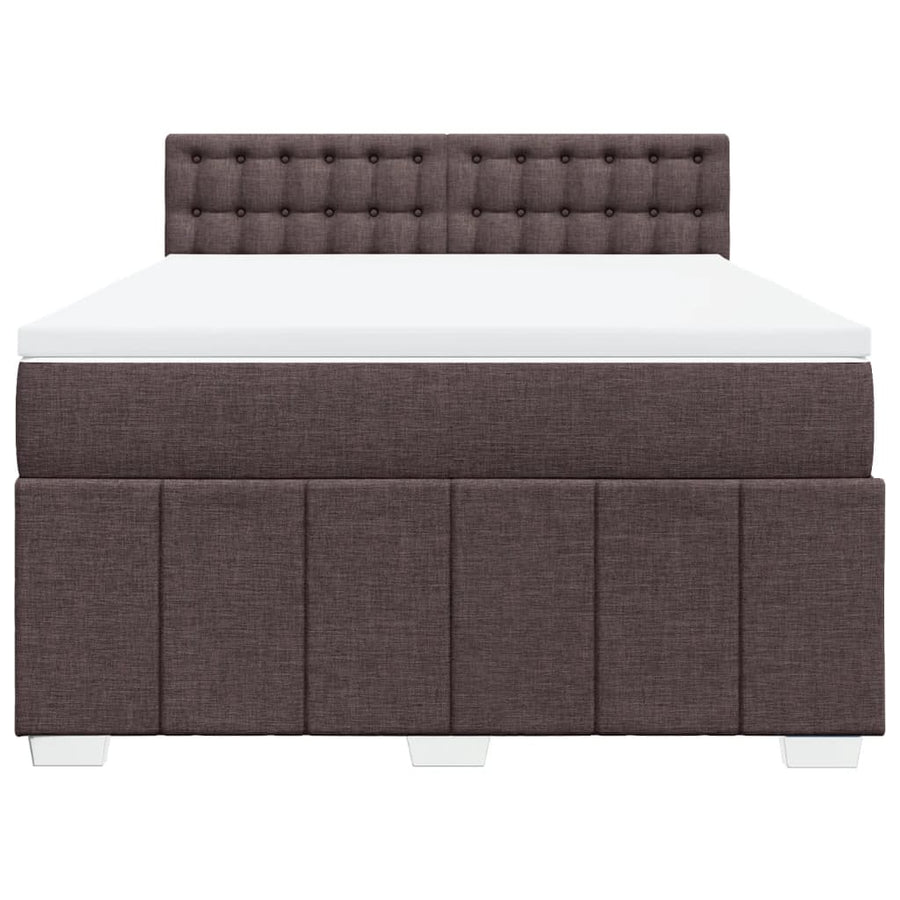Boxspring met matras stof donkerbruin 140x190 cm