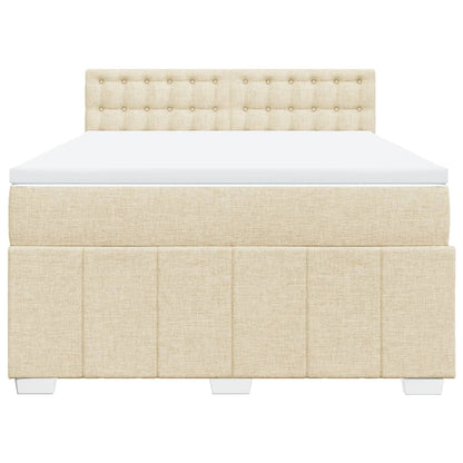 Boxspring met matras stof crèmekleurig 140x190 cm