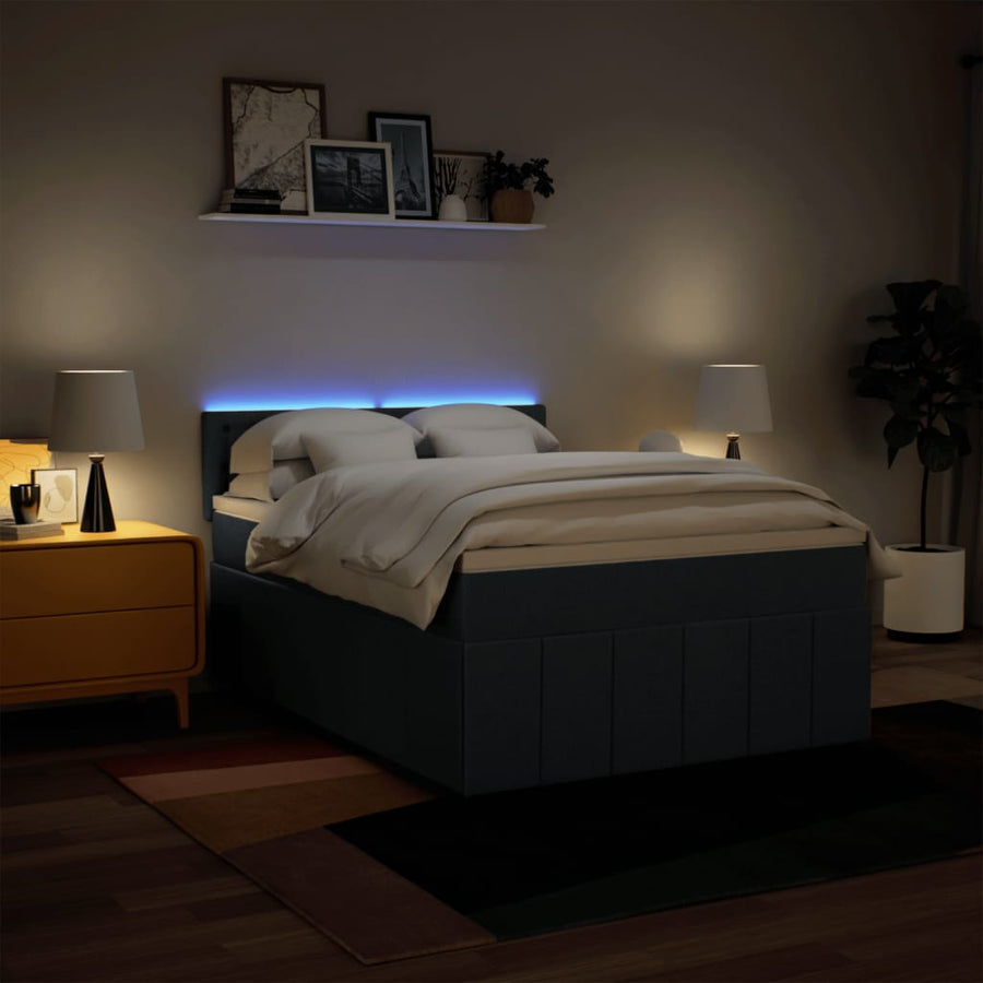 Boxspring met matras stof blauw 140x190 cm