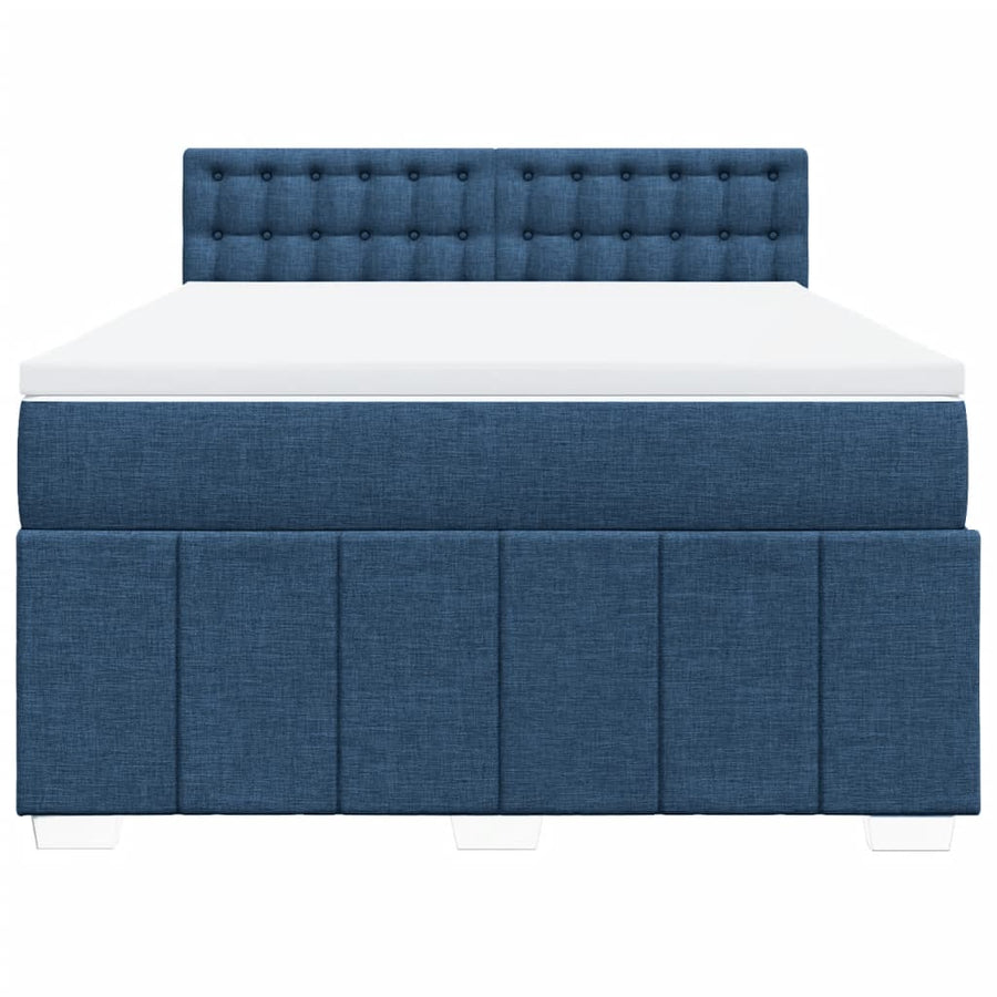 Boxspring met matras stof blauw 140x190 cm