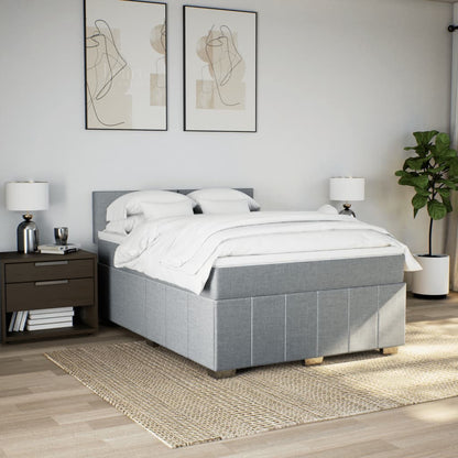 Boxspring met matras stof lichtgrijs 140x200 cm