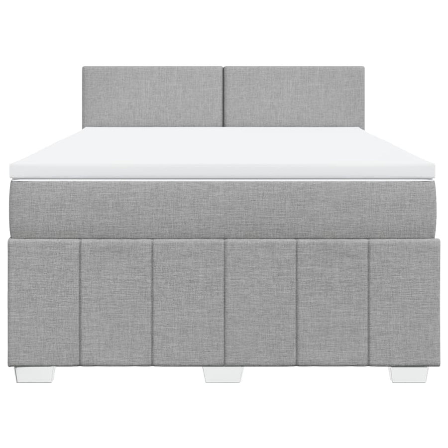 Boxspring met matras stof lichtgrijs 140x200 cm