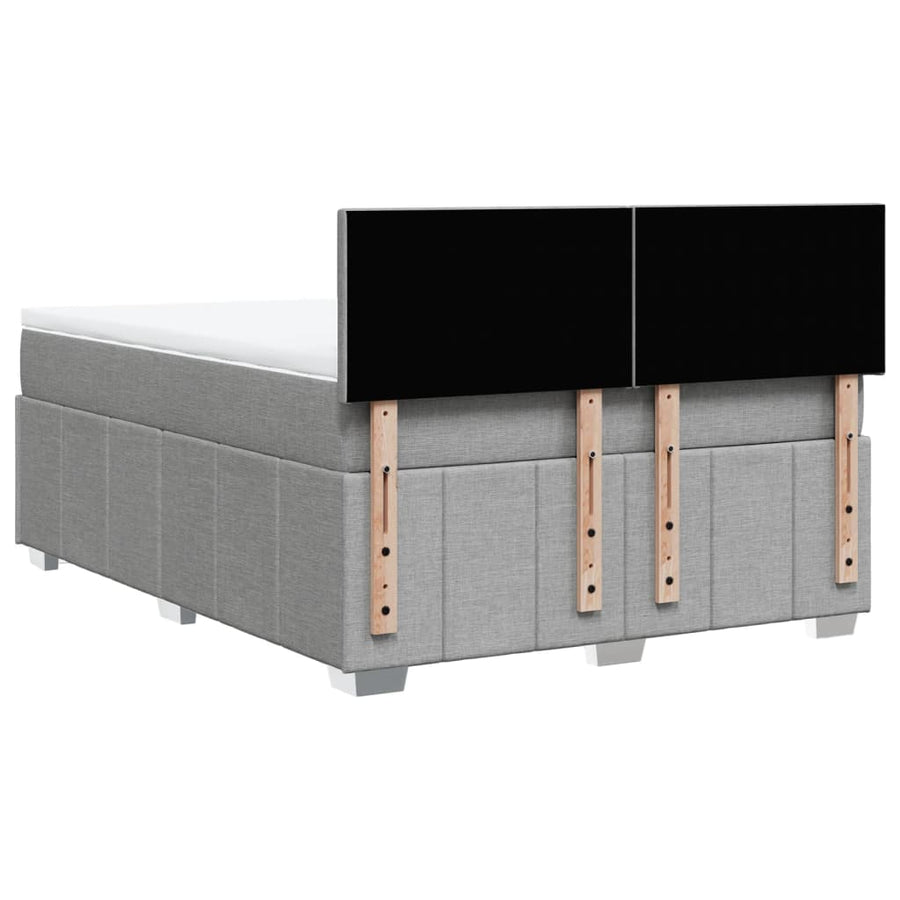 Boxspring met matras stof lichtgrijs 140x200 cm