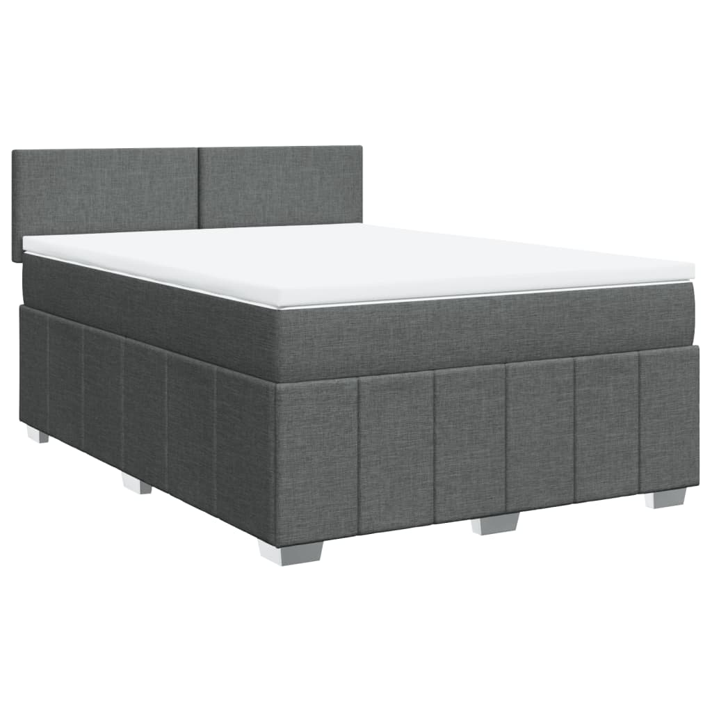 Boxspring met matras stof donkergrijs 140x200 cm