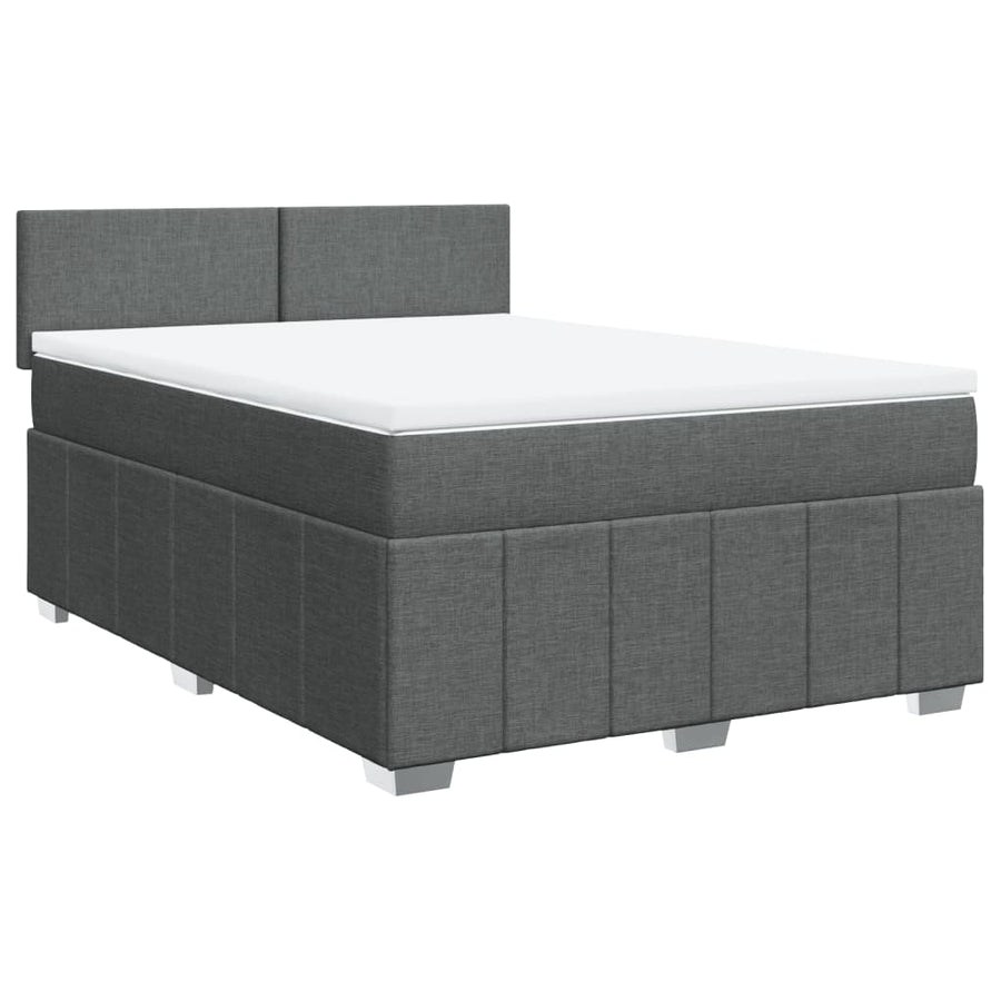 Boxspring met matras stof donkergrijs 140x200 cm
